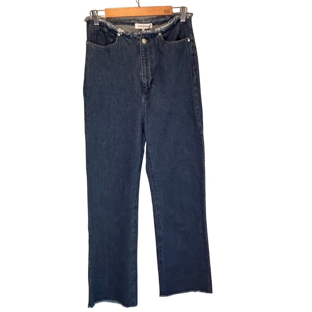 WeWoreWhat Dark Wash Raw Hem Straight Leg Jeans - size 28